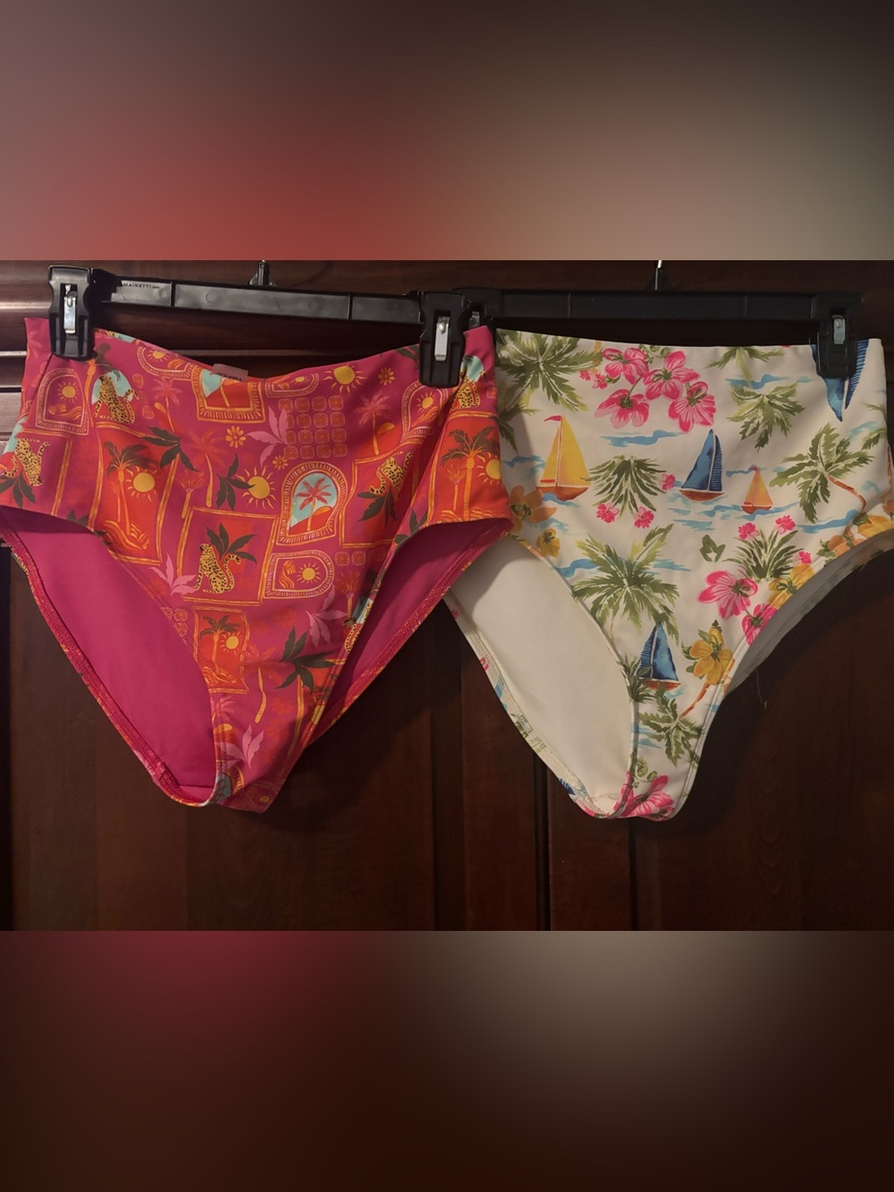 Old Navy 2 High-Waist french cut bikini Bottoms Tropical cheetah leopard beach